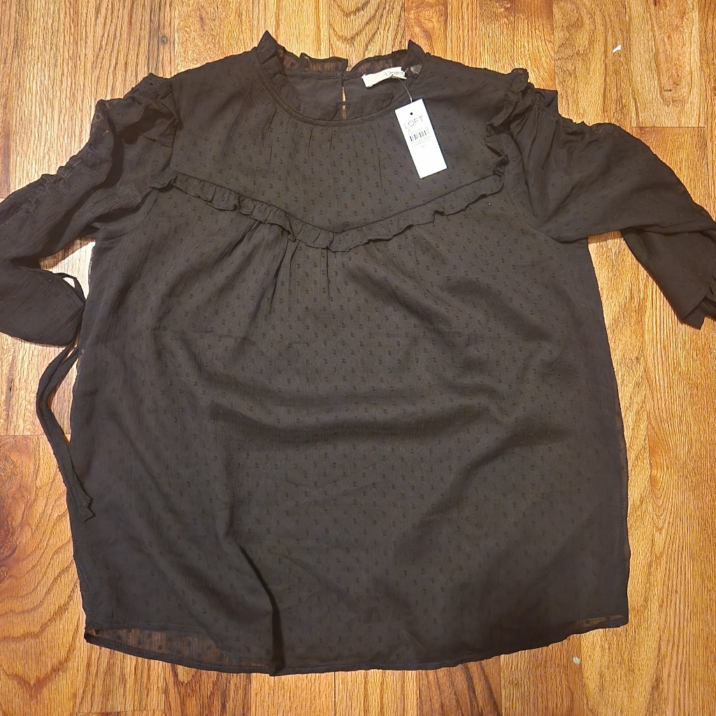 Loft Elegant Black Ruffle Women's Top M